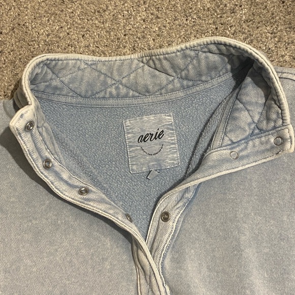 Aerie Light Blue Quarter-Zip Pullover - Picture 2 of 3